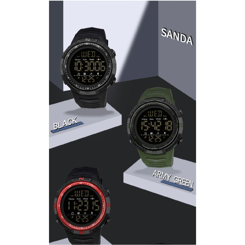 SANDA Fashion vyriškas laikrodis vandeniui atsparus sportinis laikrodis Vyriškas LED elektroninis laikrodis_voghion.com