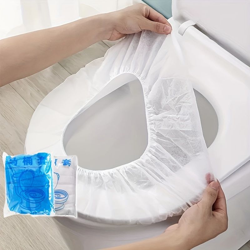 10/20 Stück Einweg-Toilettensitzbezüge für unterwegs, tragbares, hygienisches Badezimmerzubehör, unverzichtbar für Toilettenartikel im Flugzeug- und Campingbereich_voghion.com