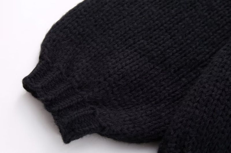 Pull tricoté ample et amincissant à col haut pour femme, nouveau design d'automne_voghion.com