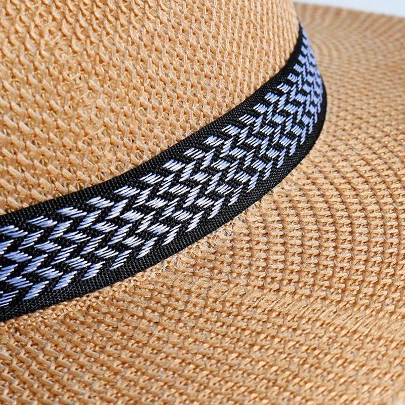 Gorra de pesca Panamá de ala ancha para hombre, transpirable, de paja, con protección UV, informal, para exteriores, de verano, 56-58 cm_voghion.com