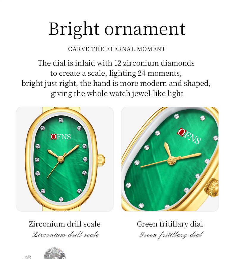 Elegante orologio al quarzo da donna con dettagli in diamanti, quadrante ovale impermeabile ed elegante per abbigliamento casual. Orologio al quarzo impermeabile Caibei, orologio da donna di alta gamma._voghion.com