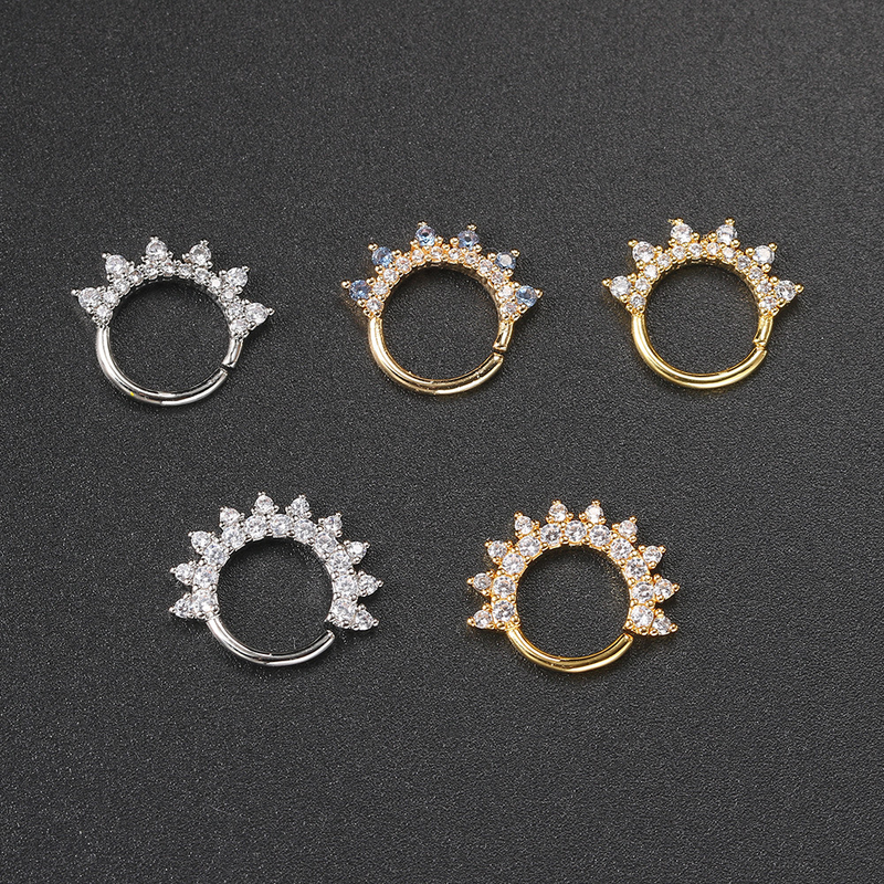 Anello al naso in zircone personalizzato in stile europeo e americano Anello da donna semplice e alla moda con piercing all'osso dell'orecchio, gioielli transfrontalieri per l'orecchio caldo_voghion.com