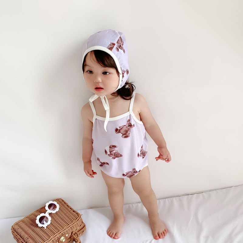 Maillot de bain une pièce pour bébé fille, mignon, triangle, escalade, nouvelle collection coréenne chinoise chic 2024_voghion.com