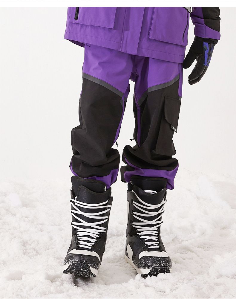 Wasserdichte Skihose für Damen und Herren – Winddichte Thermo-Snowboardhose mit Farbblock-Design_voghion.com