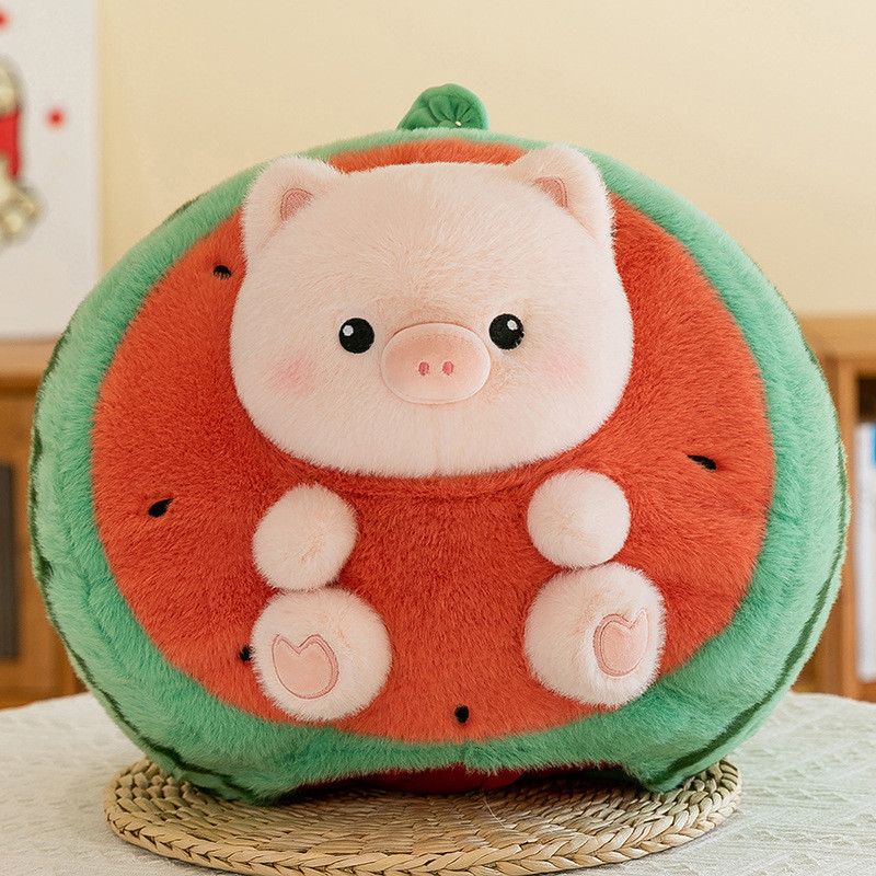 Adorabile peluche a forma di maialino anguria, simpatico cuscino di peluche per adulti e bambini_voghion.com