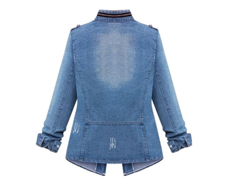 Plus Size Women's Denim Shirt With Zip Detail & Elastic Waist, Casual Oversized Chambray Top For Everyday Comfort_voghion.com