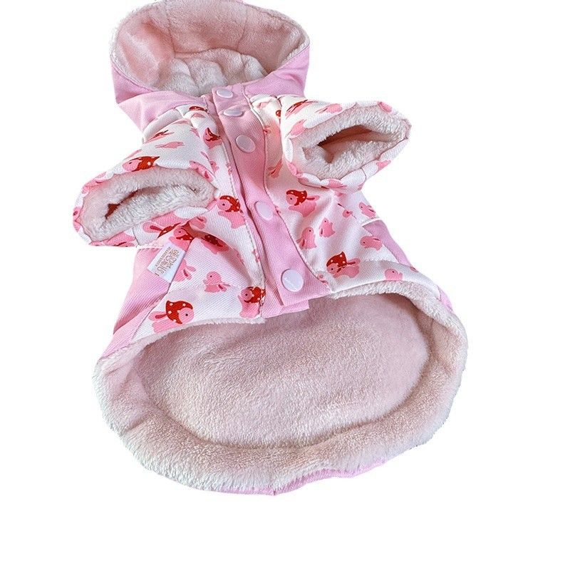 24 Warm Heart Neue Herbst-Winter-Haustier-Winddichte Jacke Fleece-gefüttert Doppelschicht Farbblock Bunny Style_voghion.com