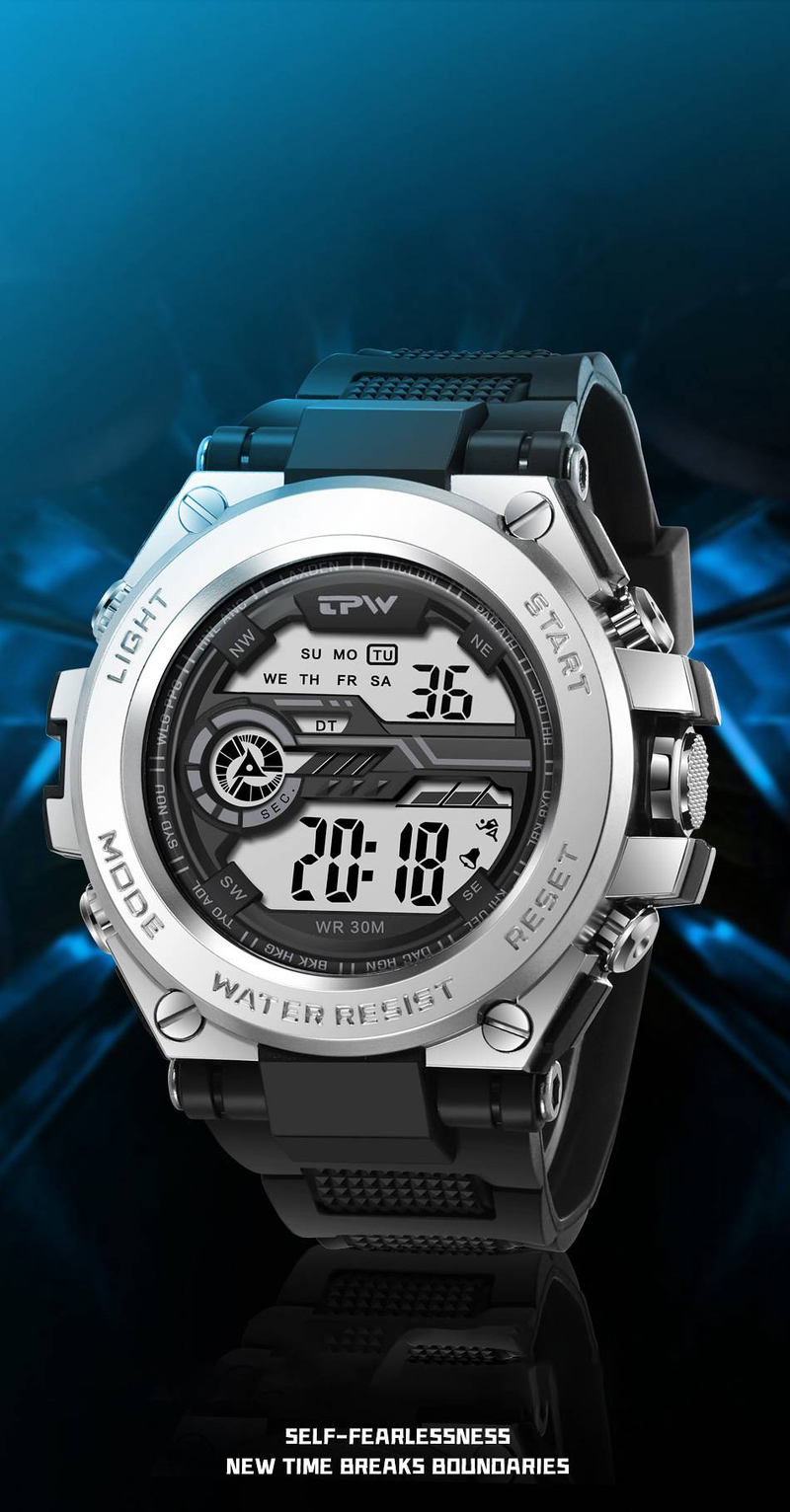 Mens Digital Sports Watches 30M Waterproof Luminous LED Wrist Watch with Alarm Stopwatch Timer Backlight Calendar Date Electronic Student Watch _voghion.com