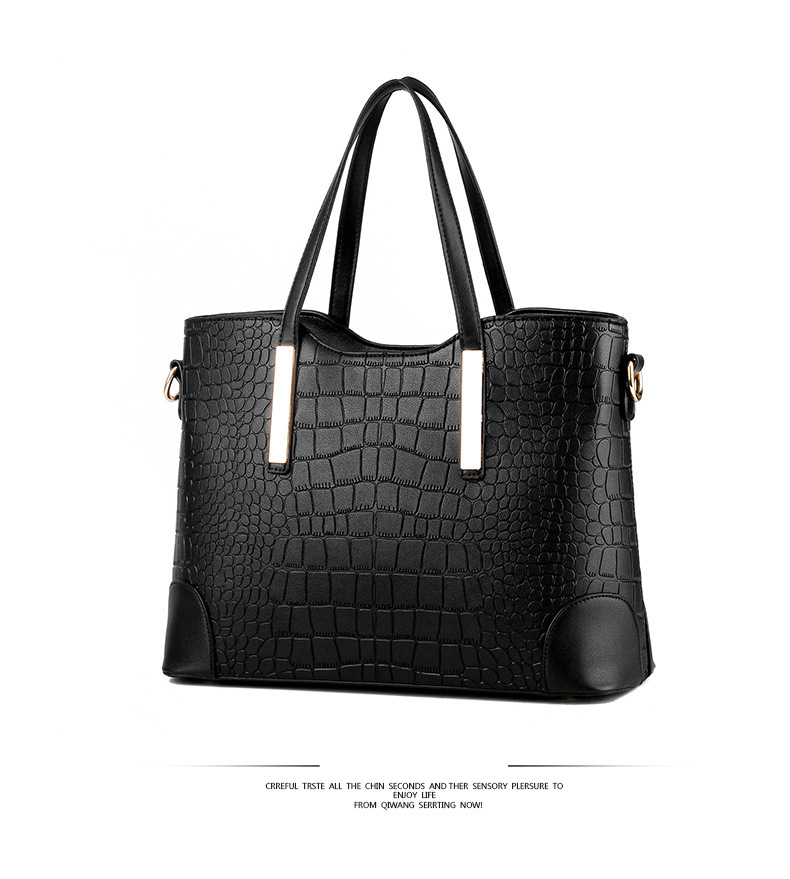 Handbag Set For Women Fashion Simple Crocodile Bag Shoulder Bun Mother Bag Two Sets_voghion.com