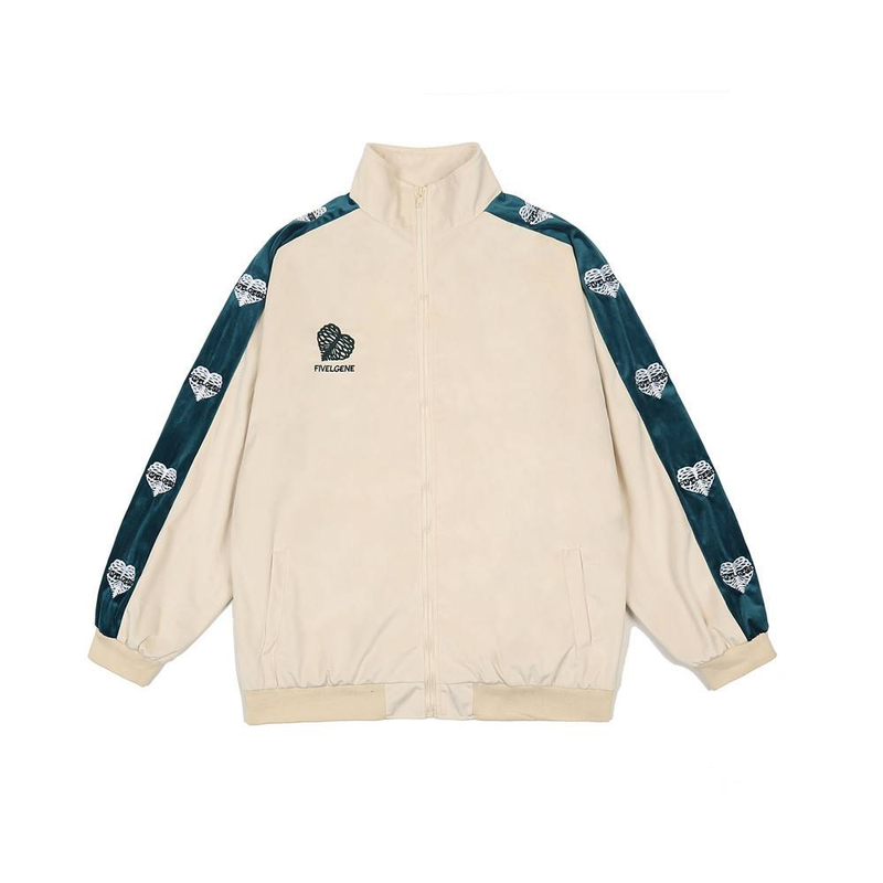 Men's Clothing Love embroidery contrast color stitching casual suit men ins fashion brand loose long sleeved jacket two piece suit_voghion.com