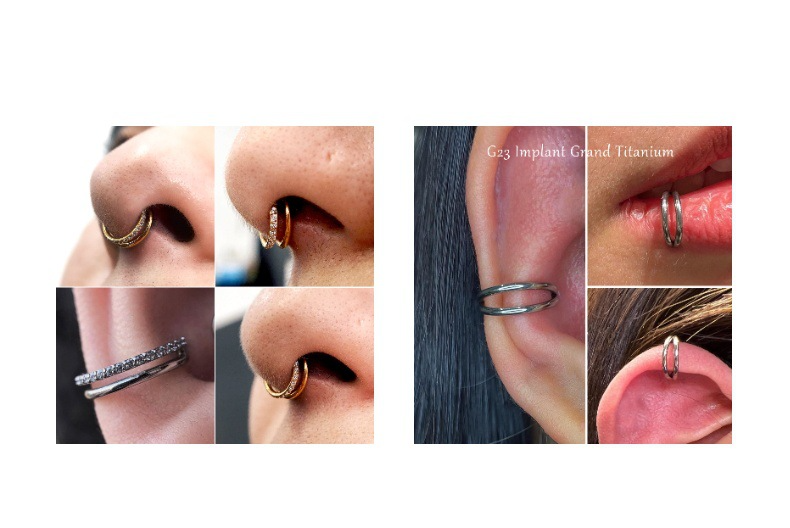 Women Gemstone Jewelry Fashion Jewelry Men And Women's Jewelry G23 Titanium Seamless Zircon Double Nose Ear Bone Ring Popular Body Piercing Ornaments_voghion.com