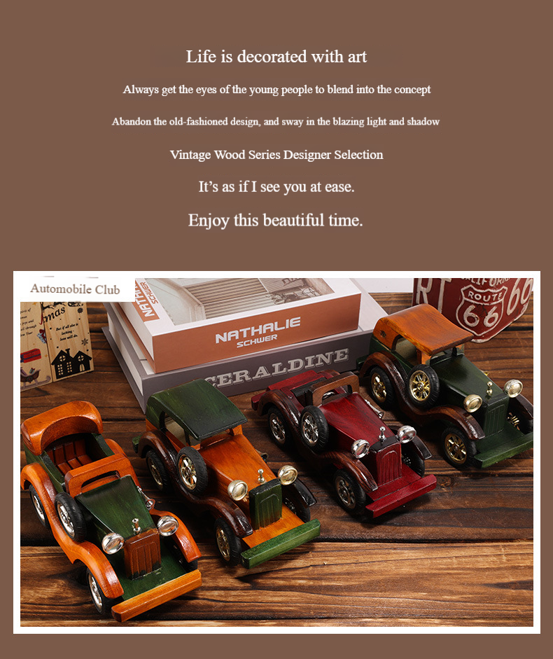 Fashion Retro Wooden Car 8 Inch Creative Home Desktop Ornaments Car Decoration Model Ornaments Manufacturers Wholesale_voghion.com