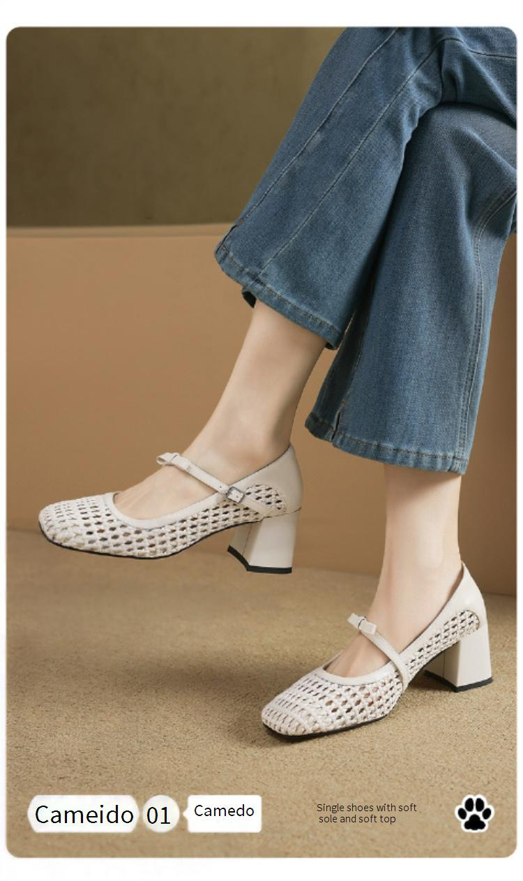 Sapatos casuais e elegantes de bico redondo Cameido para senhora_voghion.com