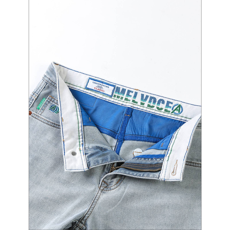 Slim Straight Lightweight Jeans voor heren - Klassieke blauwe denimbroek voor casual gebruik (11oz, middelhoge taille, stretchcomfort)_voghion.com
