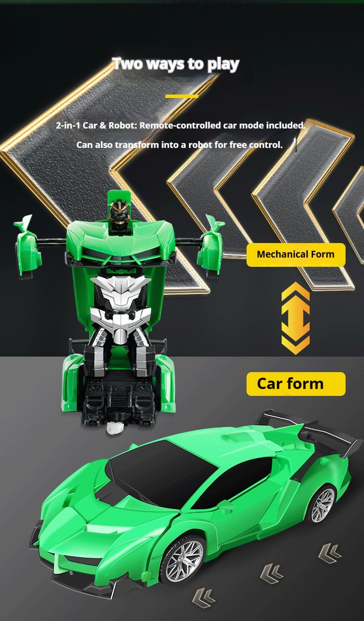 1:18 Auto-Transforming RC Car – Electric Model & Robot Toy With One-Key Morphing (2.4GHz Remote Control, LED Lights, For Boys & Girls_voghion.com