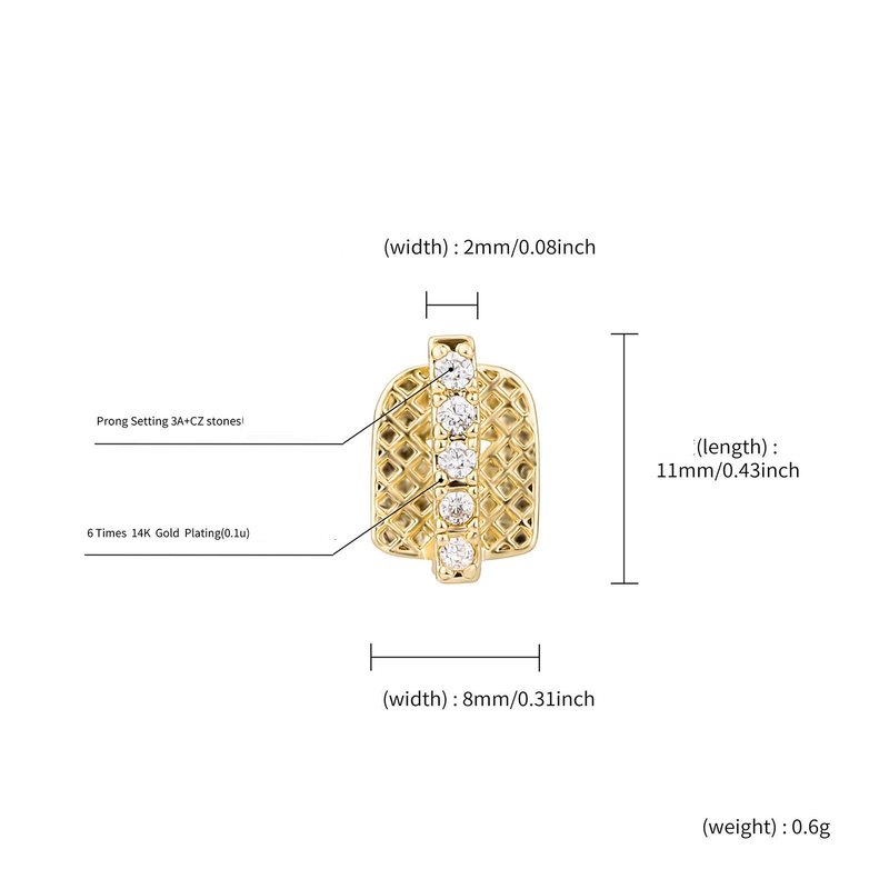 Dental Grill Popular Three Piece Set Of Teeth Gaps, Smooth Vertical Bar Braces, Hip Hop Style, Daily Wear, Cool Tooth Decoration_voghion.com