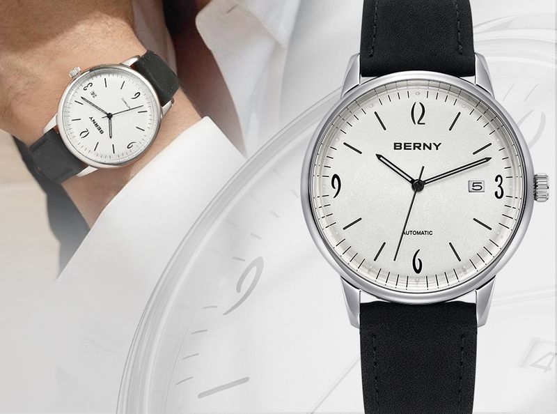 BERNY Automatic Watches For Men Fashion 20ATM Waterproof Super Luminous Mechanical Silver Watch Date Stainless Steel Sapphire Analog Wrist Watch_voghion.com