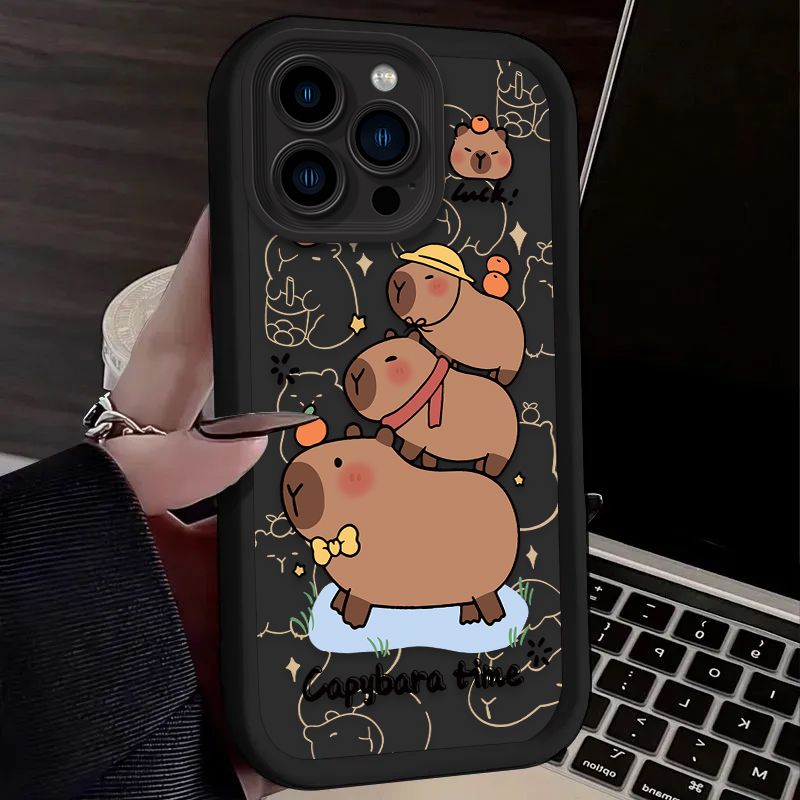 Cute Capybara Soft Silicone Case For iPhone 16 15 14 13 12 11 Pro Max X XS X S Max XR SE 2020 7 8 Plus Shockproof Back Cover_voghion.com