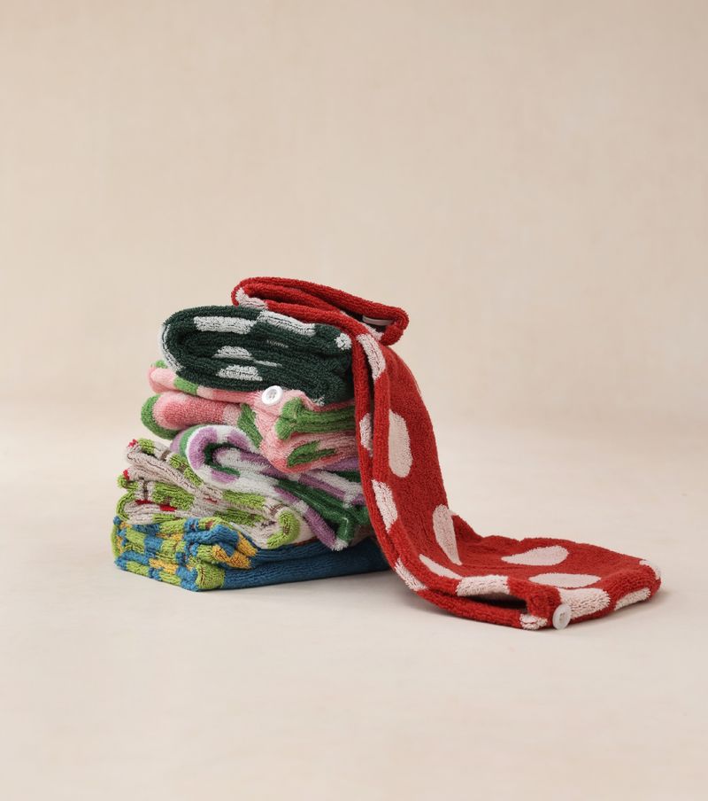 Lillian Neue doppelseitige Frottee-Haarhaube aus garngefärbter, saugfähiger Baumwolle mit langen Stapelfasern_voghion.com