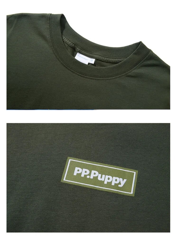 MERCURY Street trend cute little dog print short sleeved T-shirt, summer loose versatile unisex style T-shirt for both men and_voghion.com