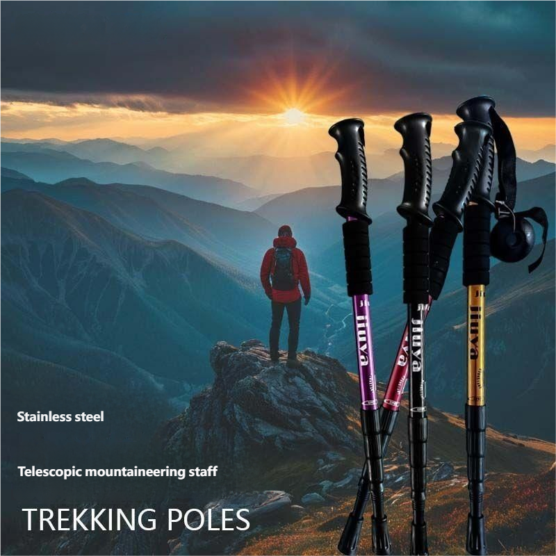 Shock Absorption Ultra-light Telescopic Stainless Steel Walking Stick Outdoor Multi-functional Professional Men And_voghion.com