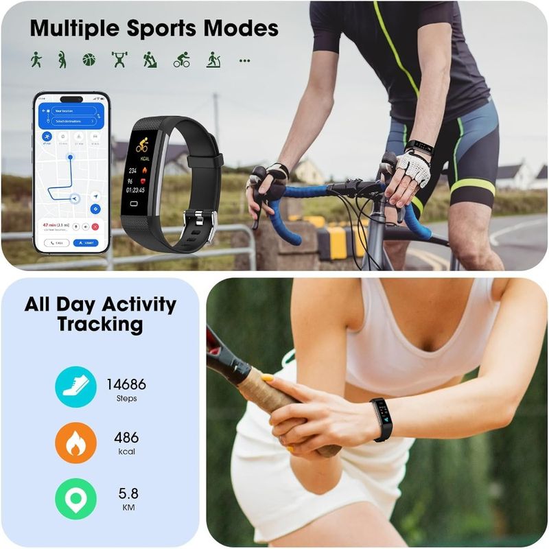 EURANS Fitness Tracker With Heart Rate Blood Oxygen Monitor Activity Tracker Sleep Monitor Health Tracker Smart Watch Pedometer_voghion.com