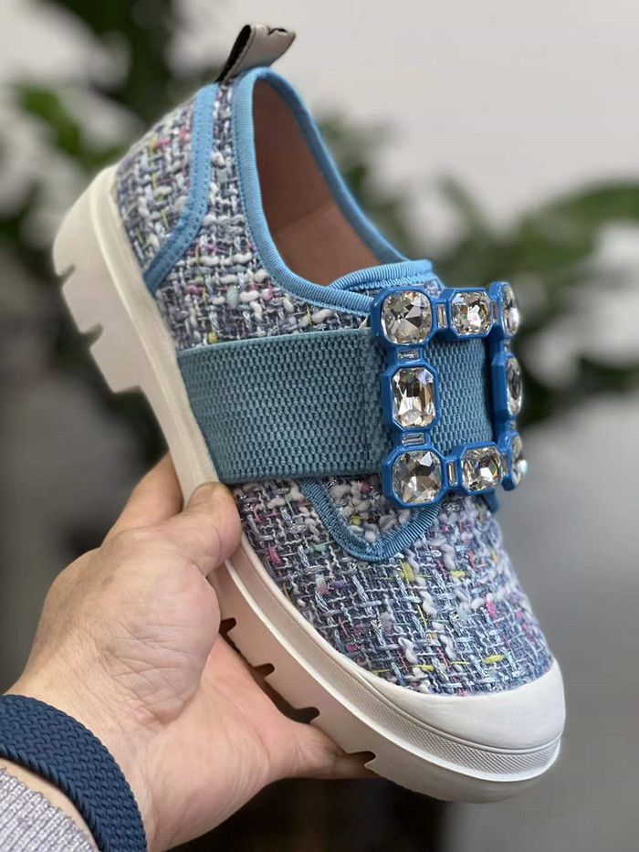 Diamantschnalle Casual Loafers Modetrend Internet-Berühmtheit Gleicher Stil Echtes Leder Cloud Schuhe_voghion.com