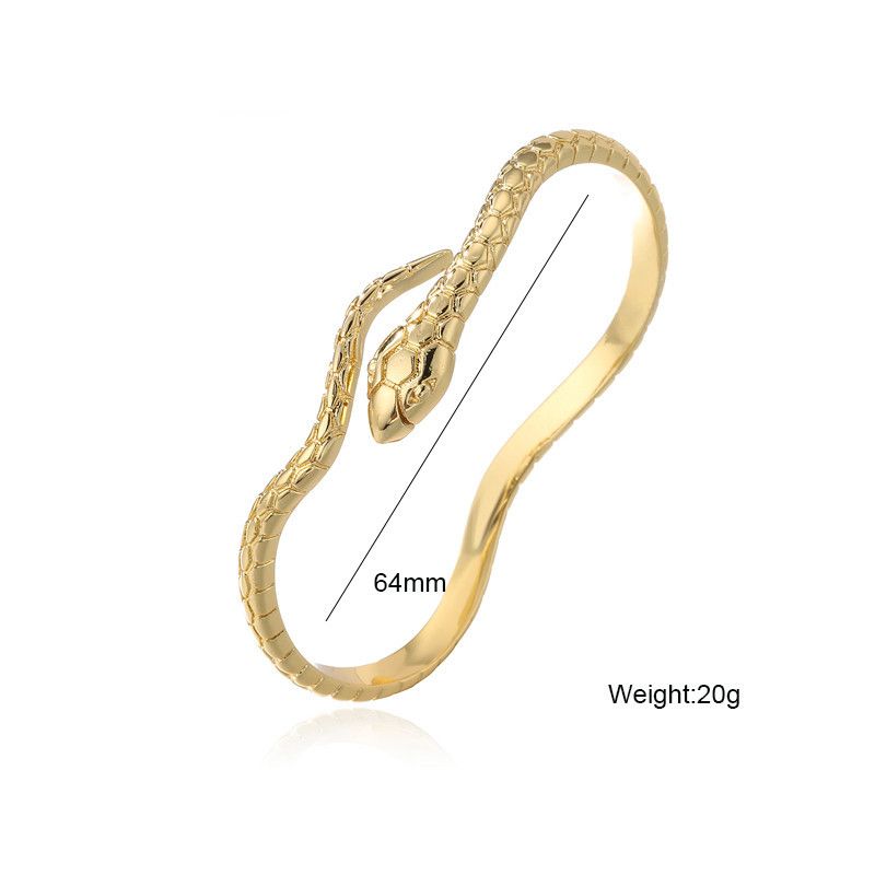 Bracciale aperto in rame placcato oro, stile bohémien, a forma di serpente intrecciato, geometrico, regalo per donna_voghion.com