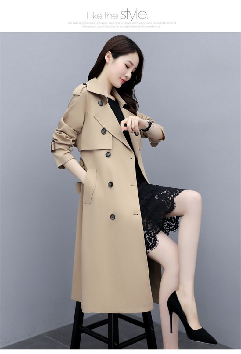 2024 Primavera Nuova Versione Elegante e alla Moda Semplice Dritto Tubolare Look Slim Lungo Giacca A Vento_voghion.com