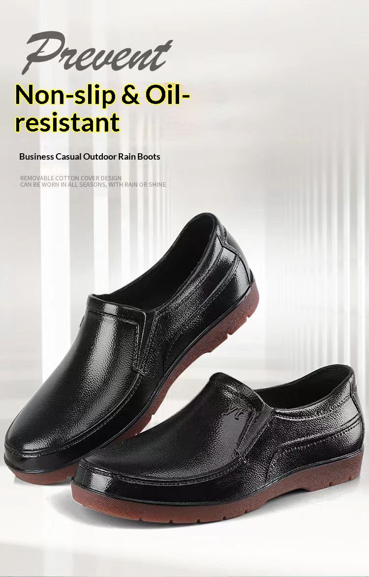 WalkPrime Thickened Fleece Lined Non-Slip Mid-Calf Rain Men's Waterproof Short-Calf Kitchen Work Shoes Warm Water Boots Men_voghion.com