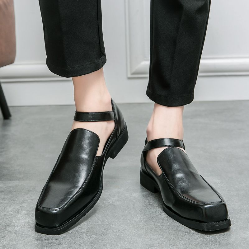 Rūpnīcas veikali Neue Schwarz Casual Business Schnalle Runde Kappe Sandalen Schuhe für Männer mit Freies Verschiffen Größe_voghion.com