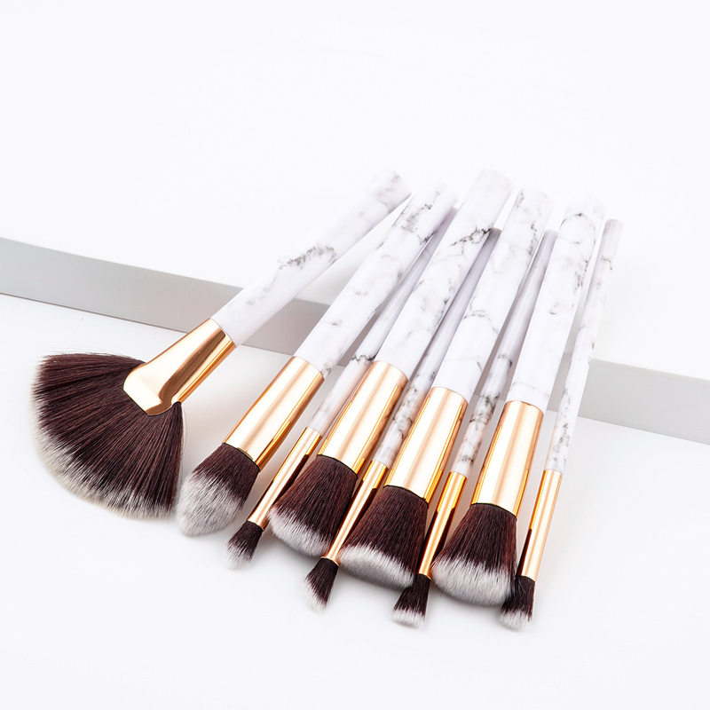 9 pcs Marble Makeup Brushes Set Beauty Tools Powder Brush Fan Brush GUJHUI_voghion.com