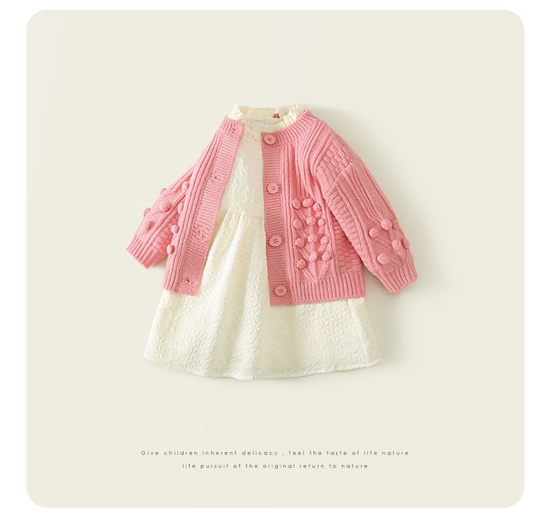 Robe d'automne pour filles, Cardigan, pull, manches longues, ensemble deux pièces pour enfants_voghion.com