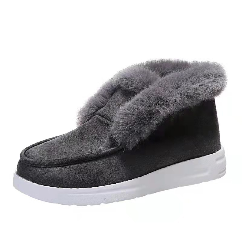 Women’s Shoes solid color suede cotton shoes casual snowshoes low velvet women's cotton shoes_voghion.com