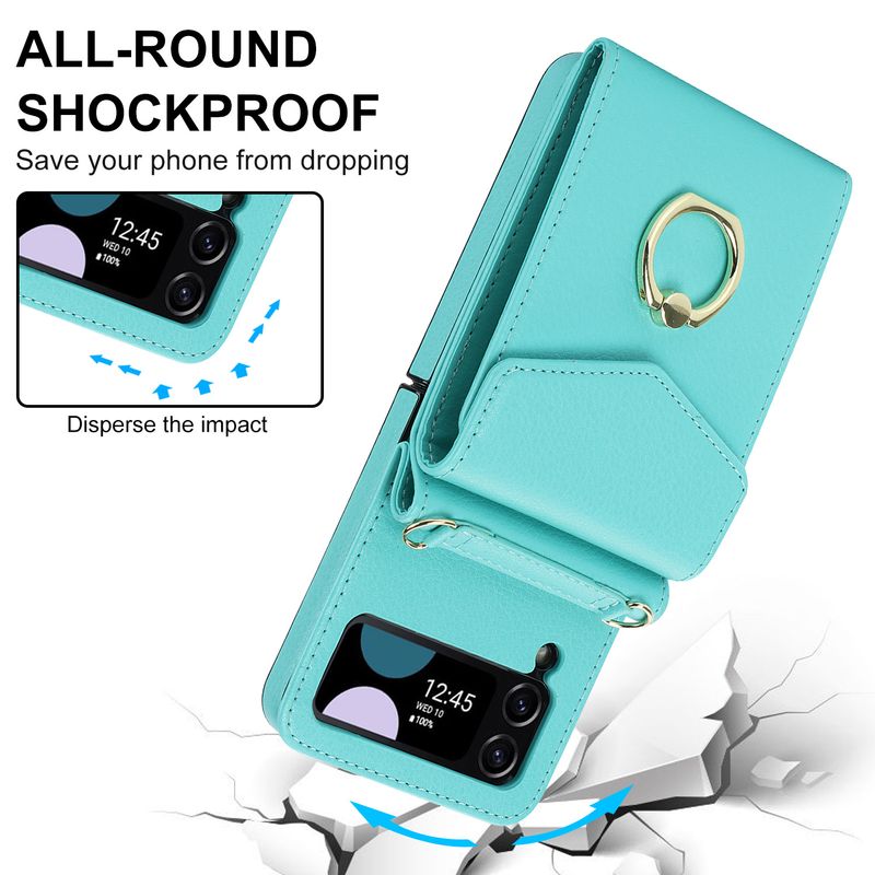 Z Flip6 foldable crossbody phone case with card slot for Flip4 creative multifunctional phone case_voghion.com