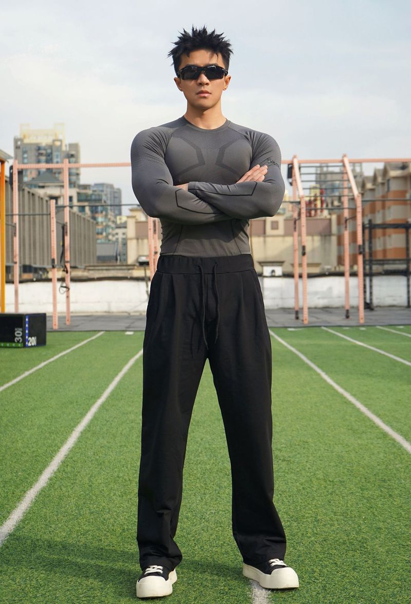 Pantalones deportivos holgados de baloncesto de algodón para hombre con cordón ajustable: pantalones largos cómodos para correr y entrenar, ideales para uso casual y deportivo._voghion.com