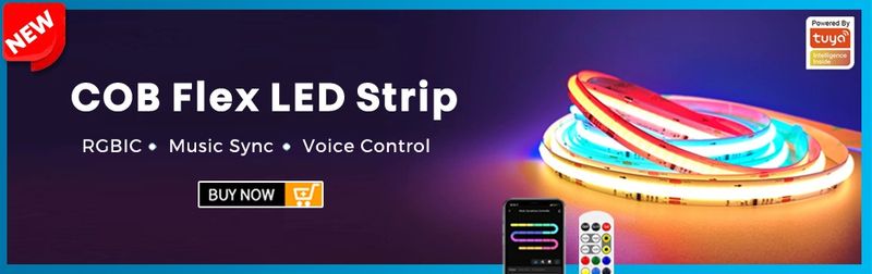 Fita de LED Tuya Wifi RGBIC à prova d'água RGB Lâmpada de decoração ambiente Sincronização musical Aplicativo Smart Life Funciona com Alexa Google Home_voghion.com