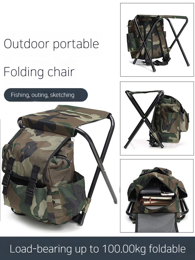 Camouflage Leisure õues kaasaskantav matkaseljakott tool, kokkupandav kalastuspink, telkimine_voghion.com