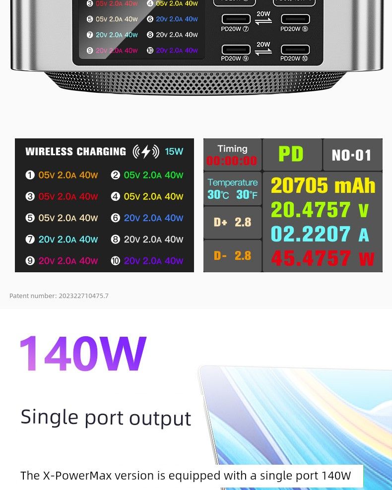 Onderhoudsman Supersnel opladen Smart Digitaal Display Desktop Draadloos_voghion.com