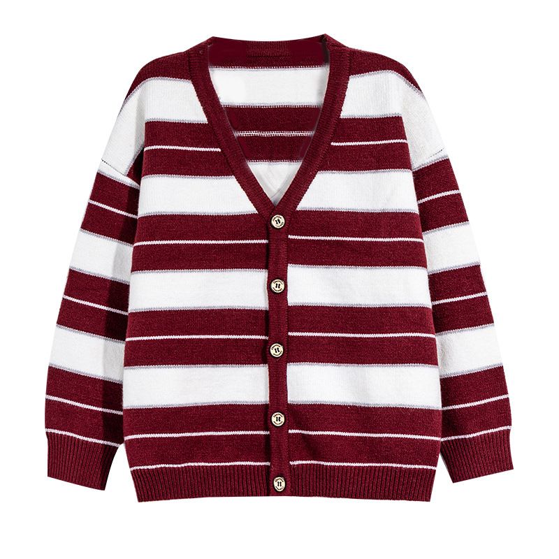 Robe tricotée pour garçons, nouvelle édition coréenne 2024, manteau rayé, pull pour enfants, cardigan printemps et automne_voghion.com