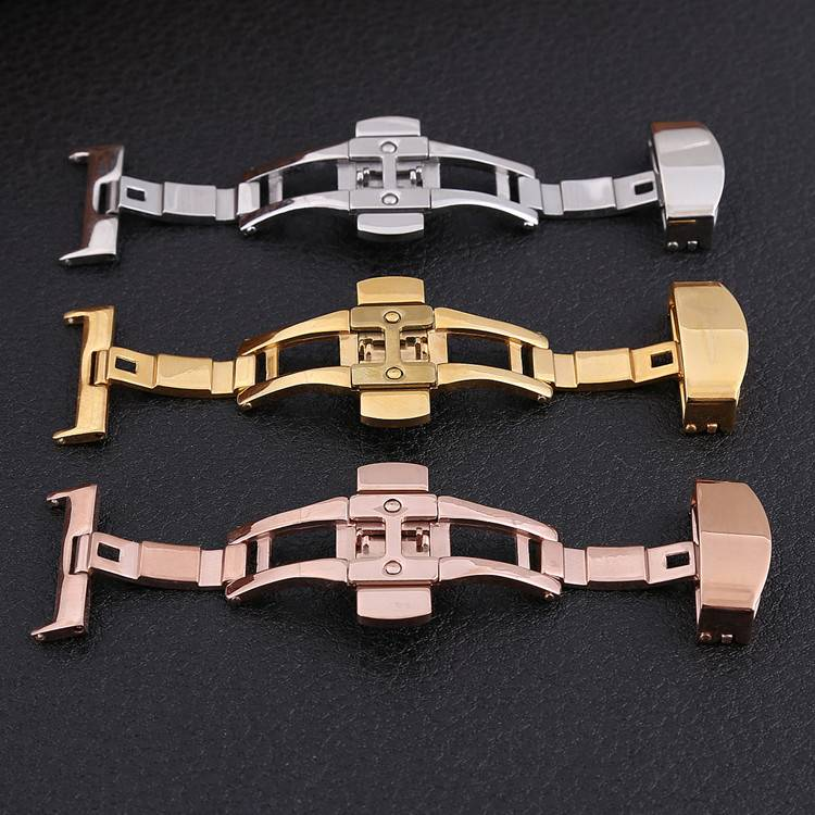 Watch accessories Buckle Double press automatic bow buckle Fine steel buckle 18/20/22MM_voghion.com