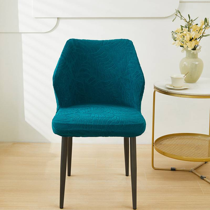 Jacquard fan-shaped chair cover Fan-shaped dining table stool cover elastic household anti-cat scratching universal chair cover_voghion.com