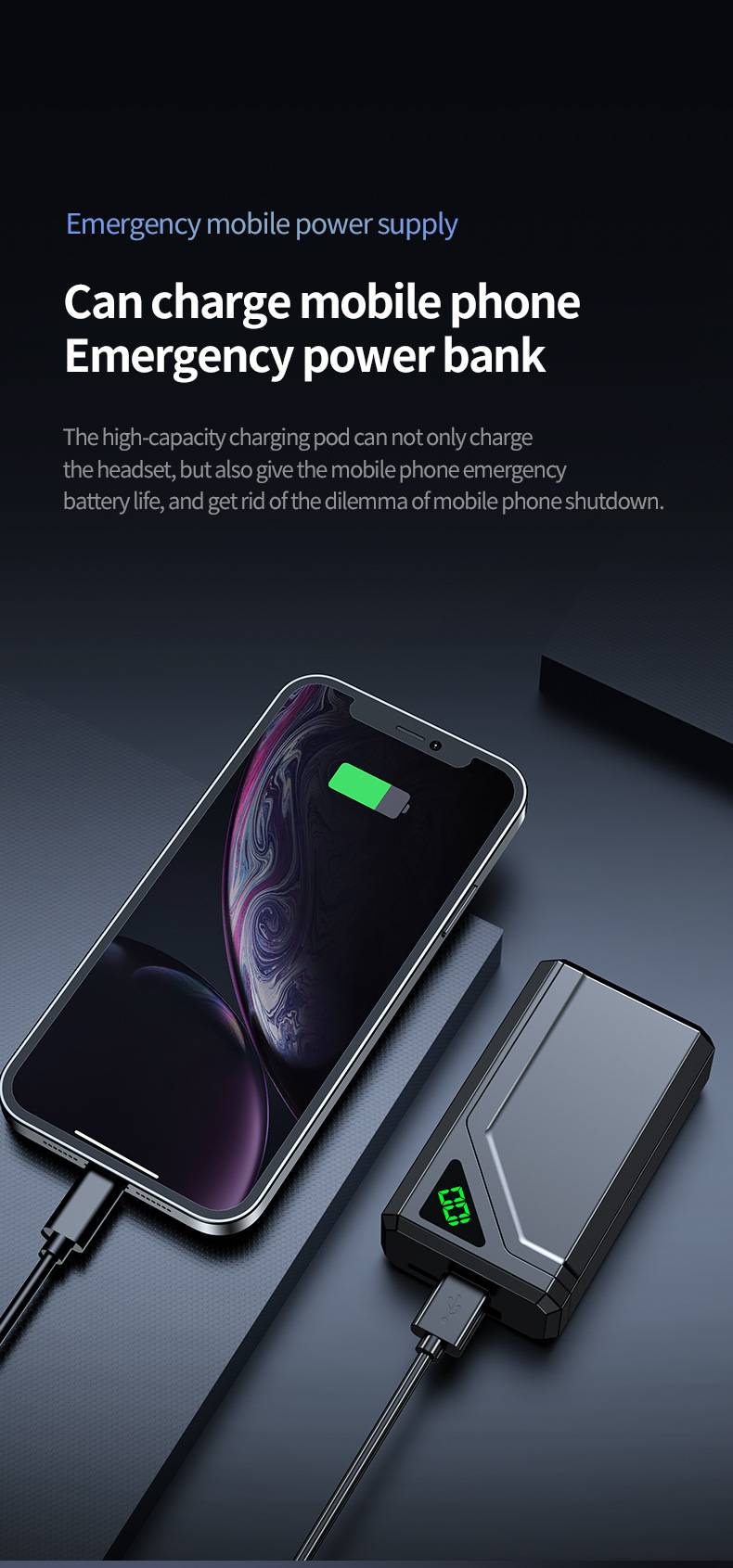 Auricolari Bluetooth wireless, stile in-ear, con display digitale, batteria a lunga durata, Bluetooth 5.3_voghion.com