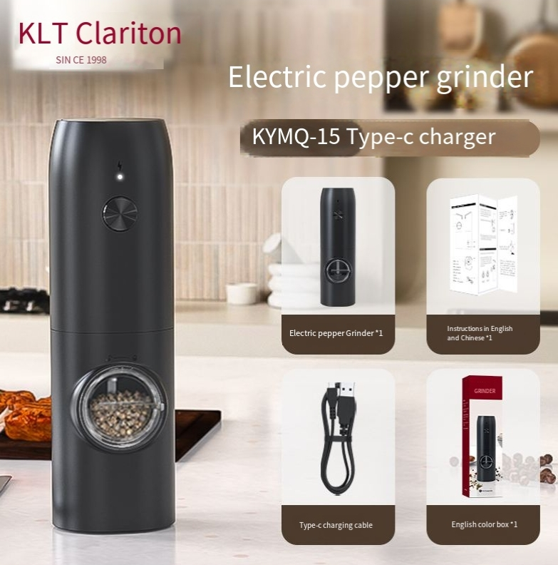 Elektryczny młynek do pieprzu Pieprz Czarny pieprz Młynek do soli Butelka Butelka na przyprawy Słoik_voghion.com