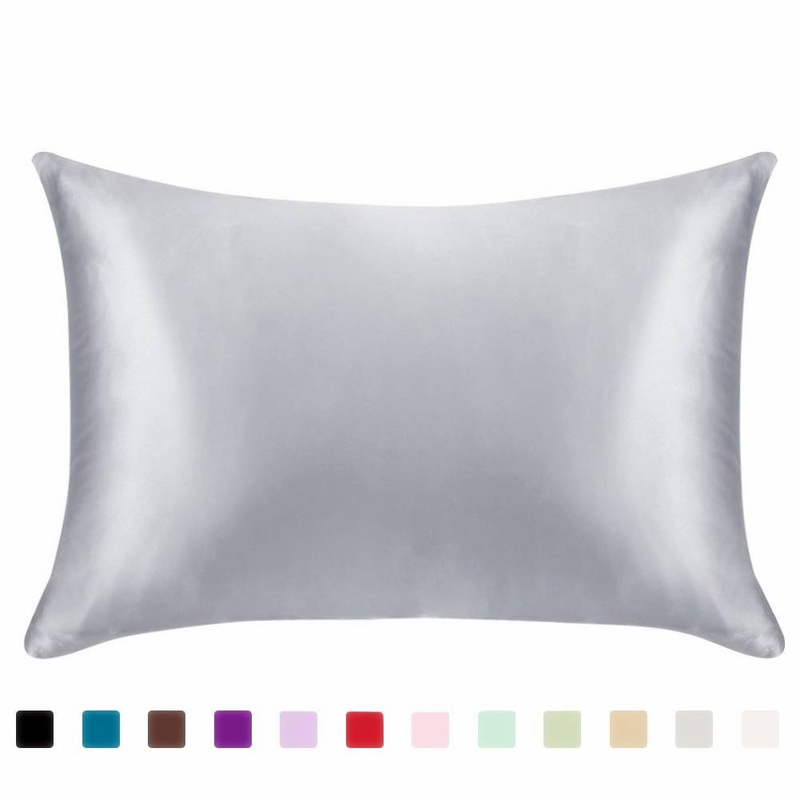 Solid Color Satin-Like Pillowcase - Silk Feel Zipper Closure (Breathable & Hypoallergenic Luxury Bedding Accessory Modern Home Decor)_voghion.com