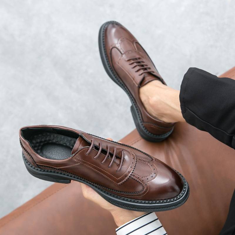 Mens Dress Shoes Formal Business Oxford Lace-up Comfortable Pointed Shoes For Men_voghion.com