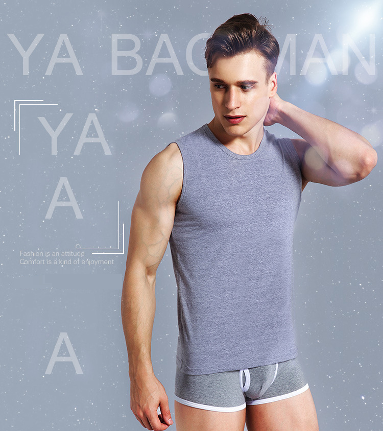 Ropa interior de verano para hombre, camiseta sin mangas deportiva ajustada transpirable con hombros anchos y cuello redondo, color sólido_voghion.com