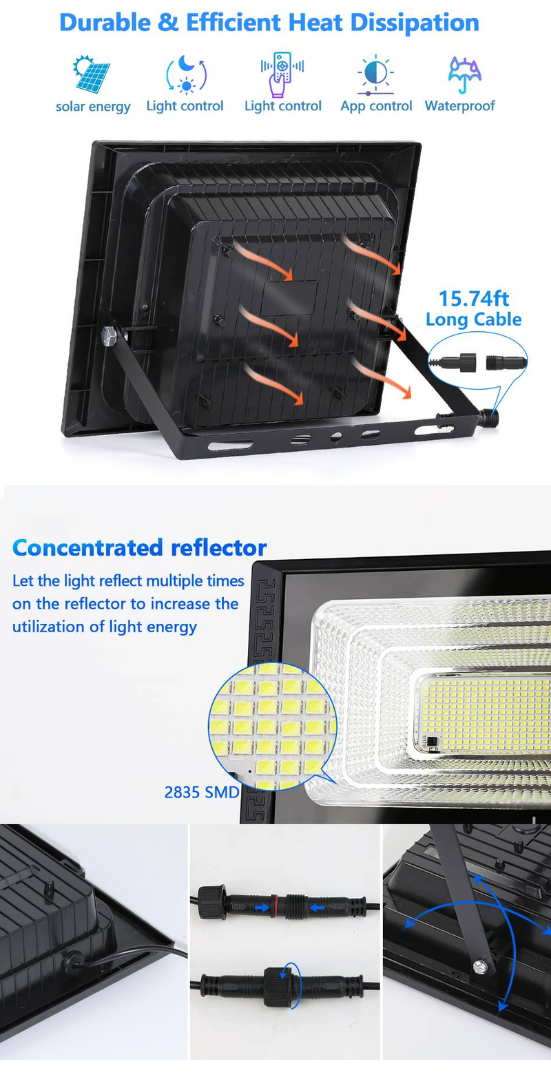 Outdoor Solar Lamps LED Lights Garden Lighting Floodlight IP67 Waterproof Stairs Wall Solar Light Dimming Remote Control 3 Model_voghion.com