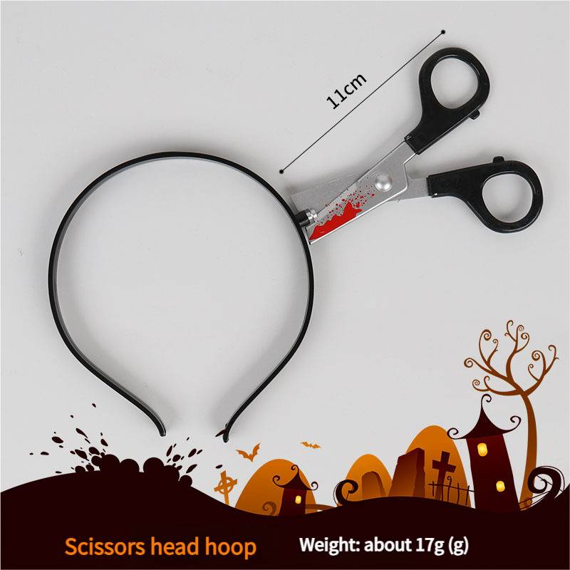 Halloween Divertente Fascia Copricapo Trucco Accessori Piercing alla testa Simulazione Coltello da cucina Forbici Chiave inglese Sega Ascia Martello_voghion.com