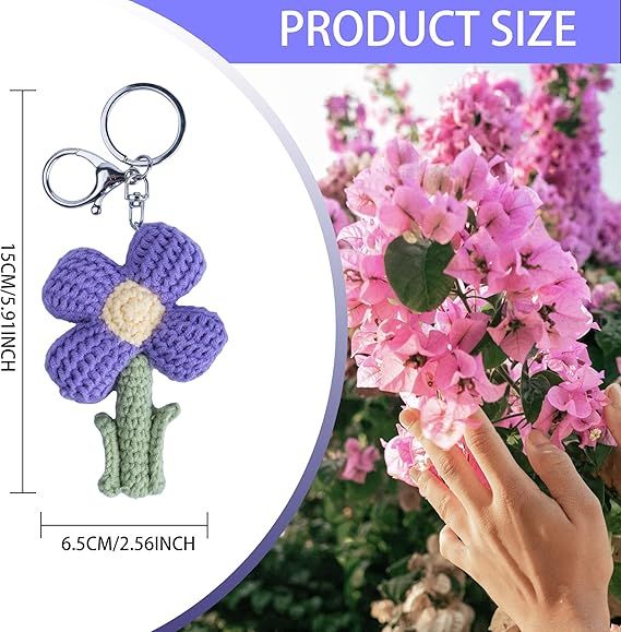 Schlüsselanhänger, niedlich, handgefertigt, gewebt, Tulpenblume, Schlüsselanhänger, Geschenk für Autoschlüssel, Tasche, Geldbörse, Geldbörse, Damen und Mädchen_voghion.com